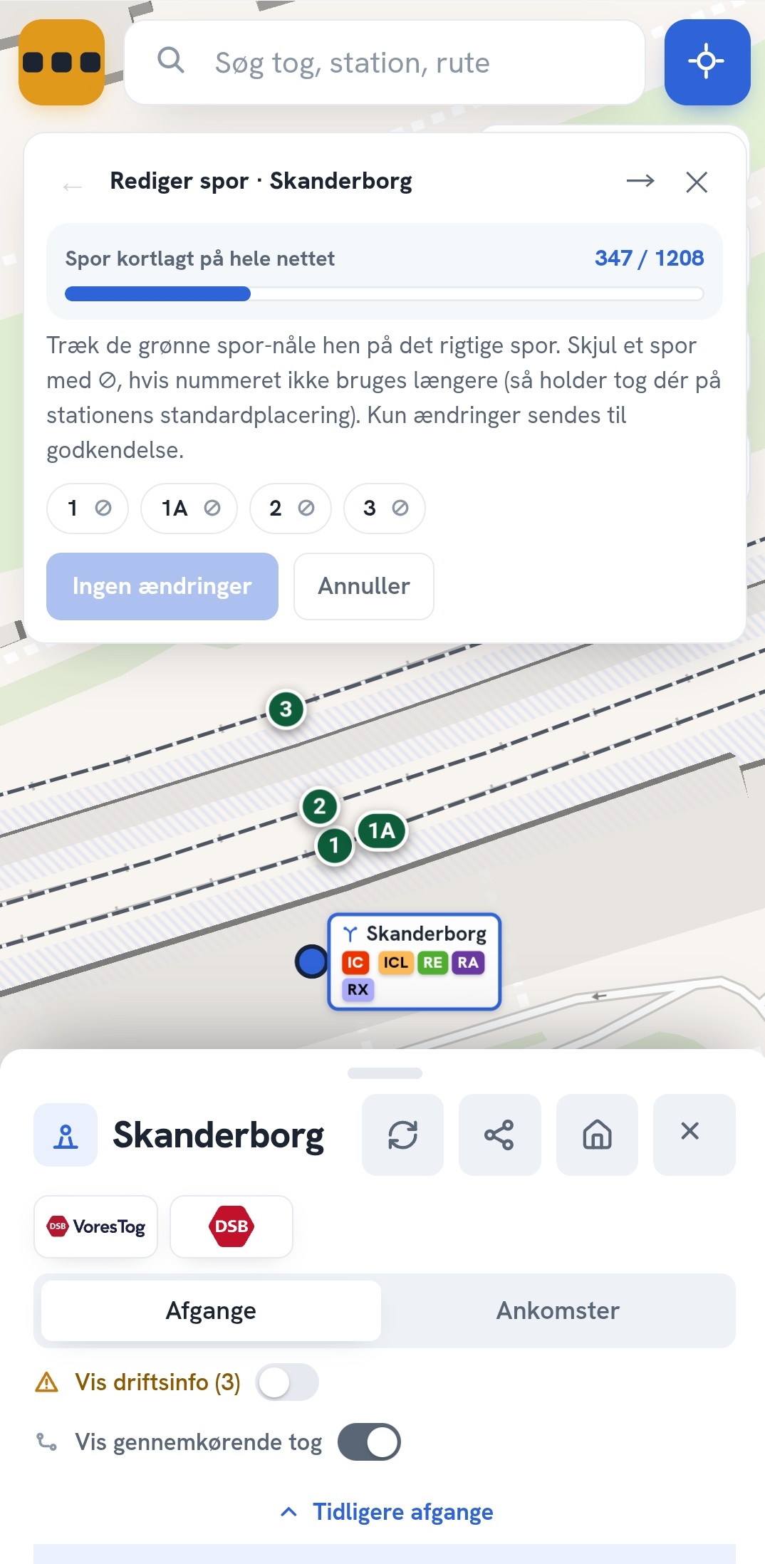Værktøjet til at foreslå hvor et spor ligger på kortet