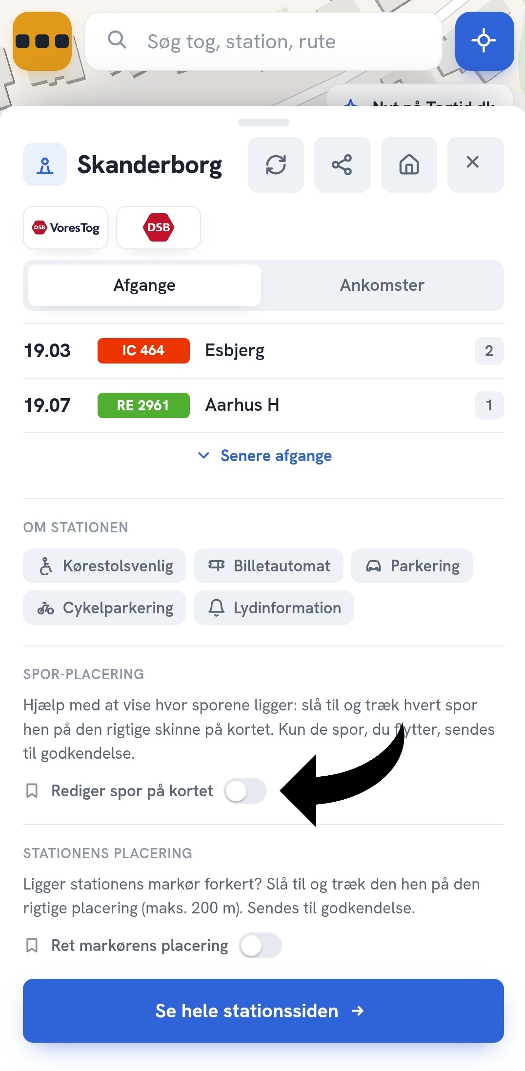 Værktøjet til at foreslå hvor et spor ligger på kortet